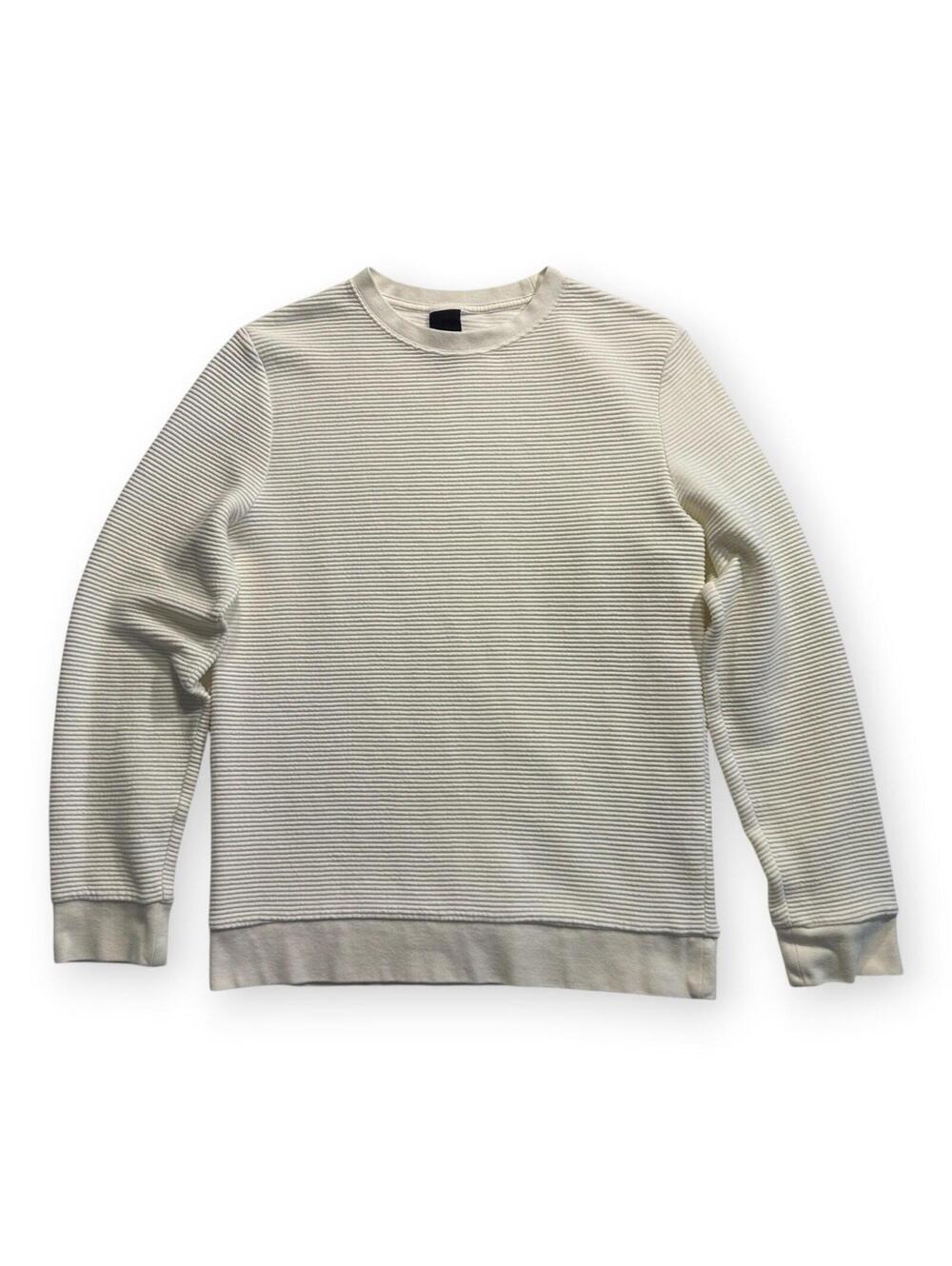 H&M Sweatshirt Mens Small Beige Herringbone Regular Fit Cotton French Terry